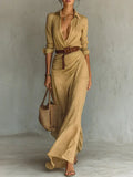 Maggy | Elegant Dress with Belt and Classic Lapel Collar