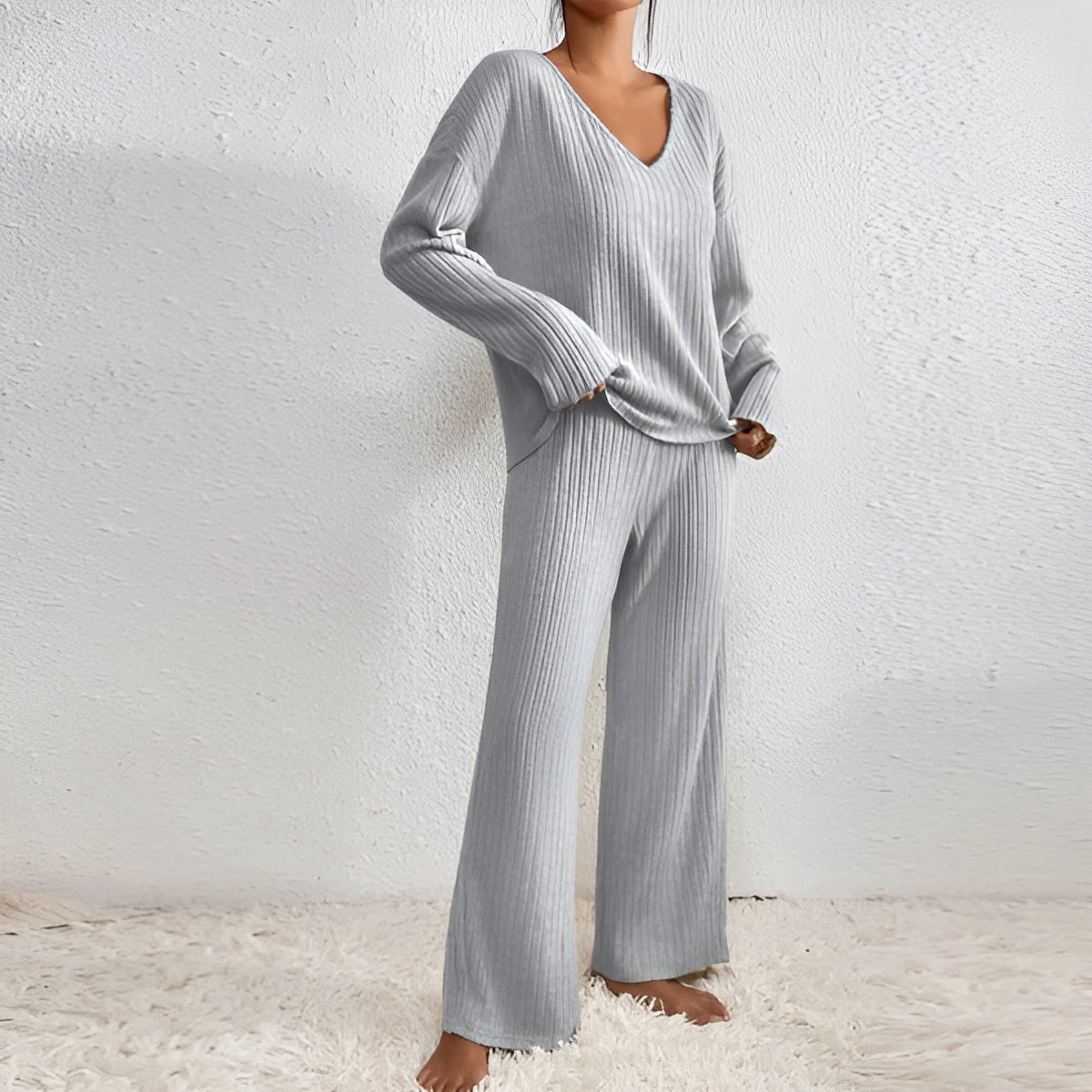 ISLA | Striped V-Neck Knit Set