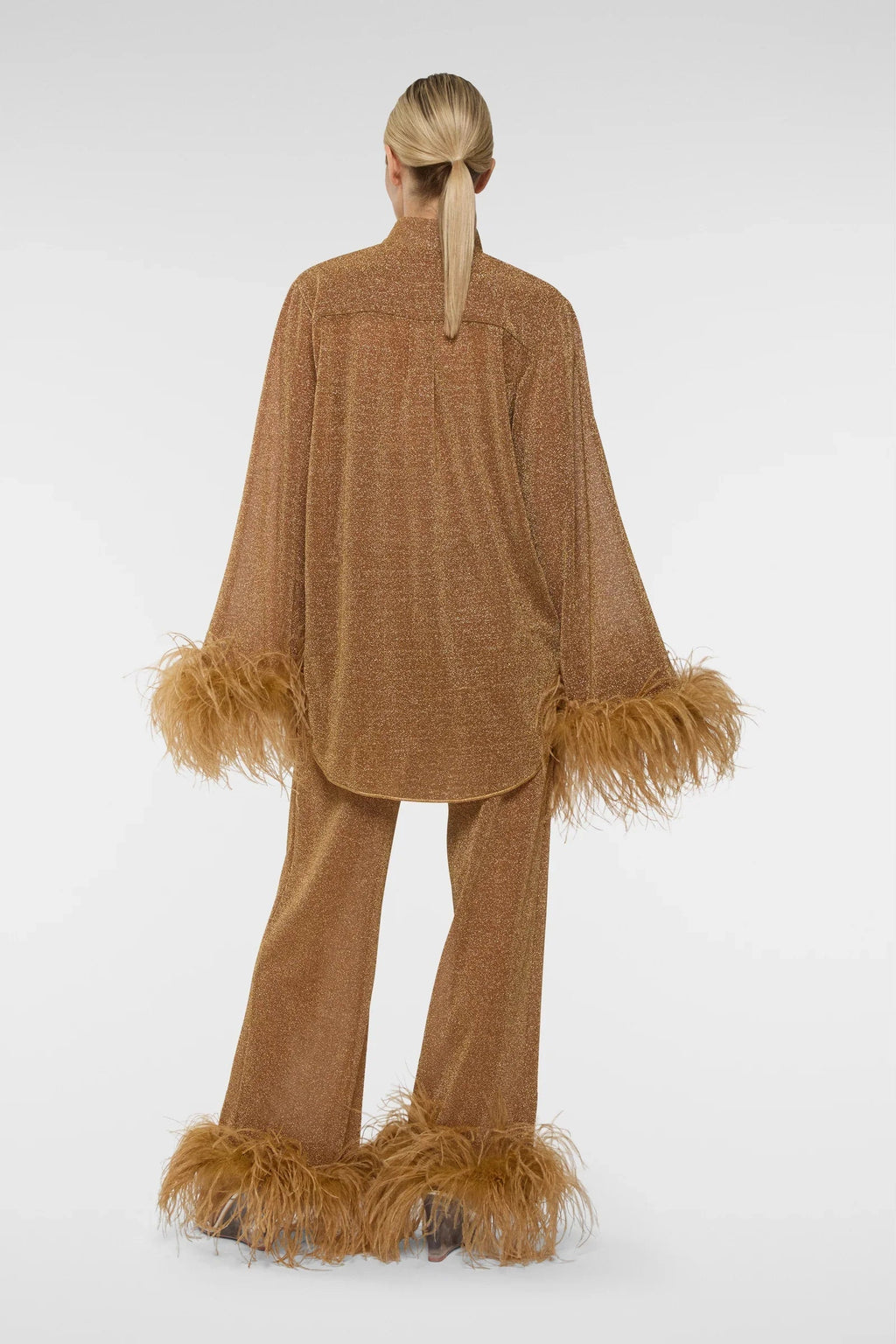 Amara – Feather-Trimmed Loungewear Set